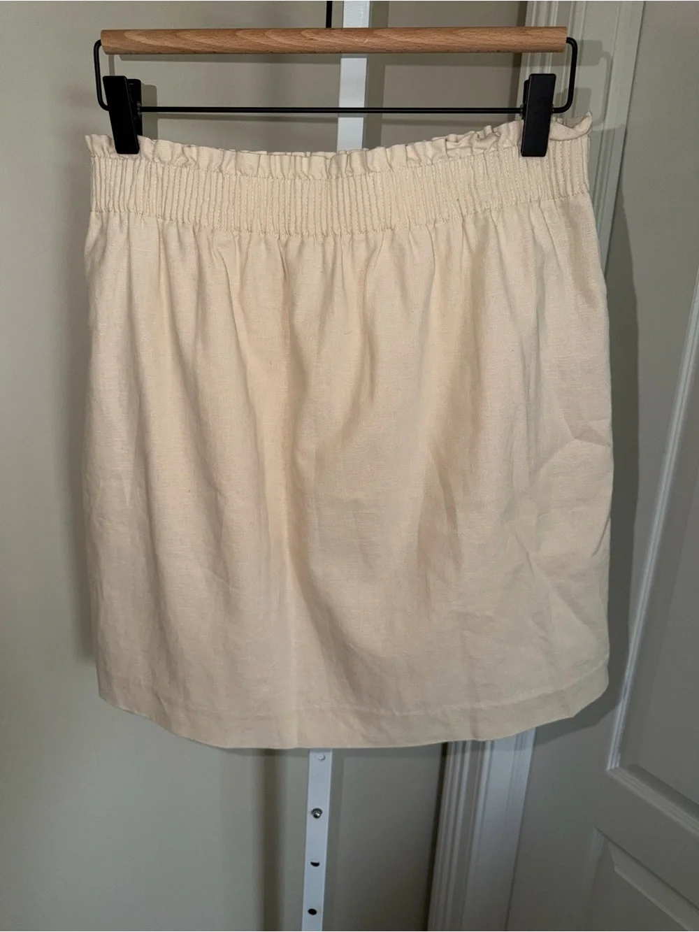 J.Crew Re-Imagined Linen Blend Paperbag Waist Mini Skirt Cream Size 8